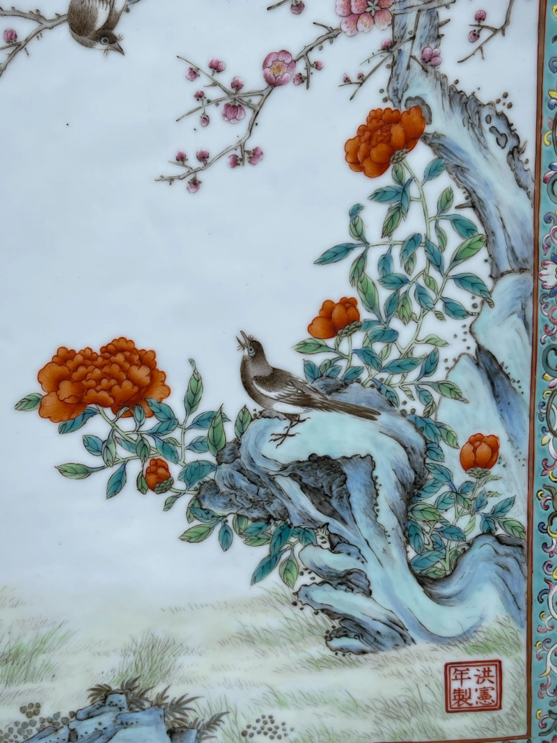 民国 粉彩花鸟纹瓷板 - 图4