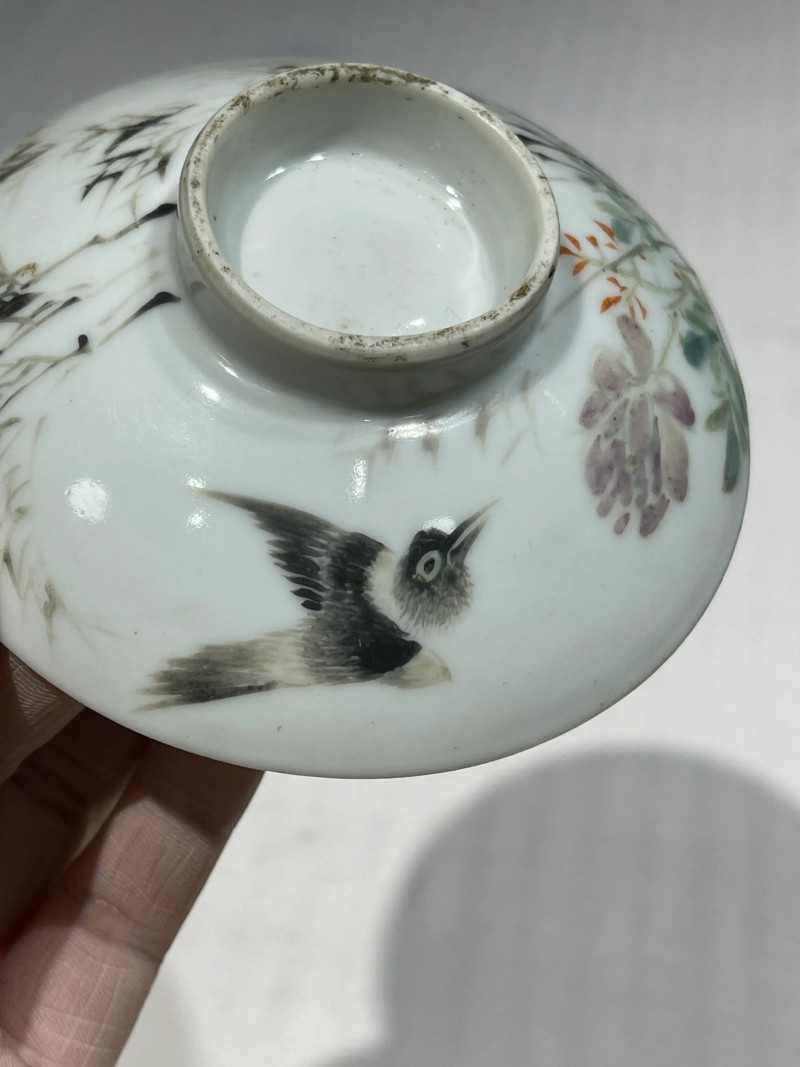 清晚期 浅绛彩盖、托一组八件 - 图32