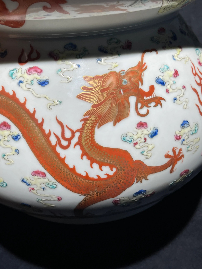 清光绪 粉彩八宝龙纹花囊 - 图6