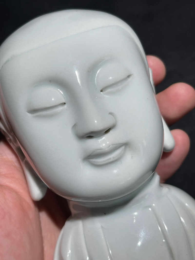 清代 白釉佛头瓷塑 - 图7