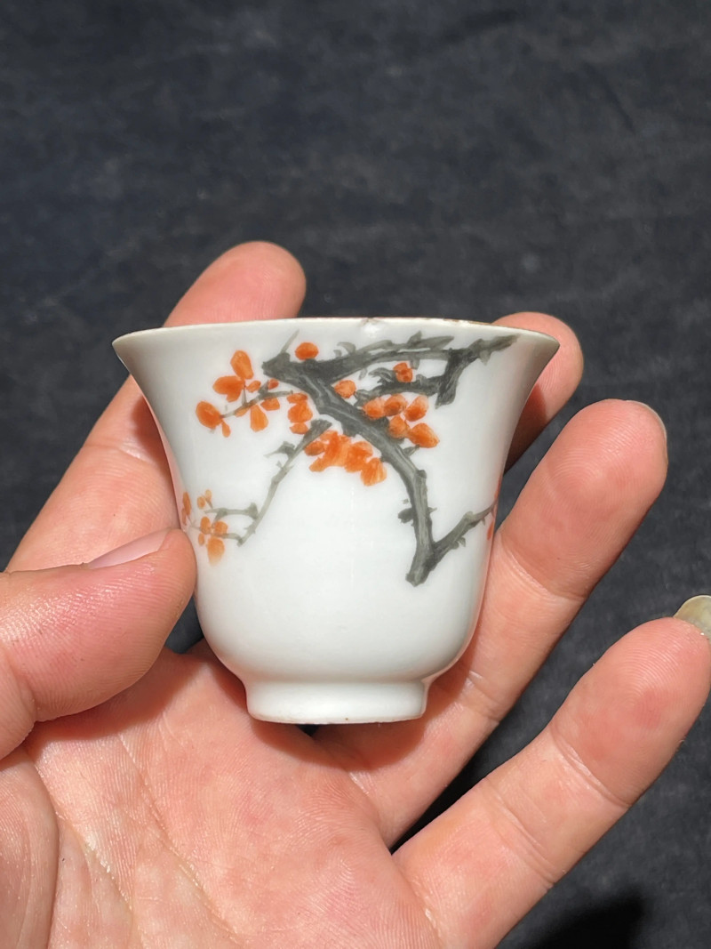 清晚期 浅绛彩花鸟纹温酒器 - 图13