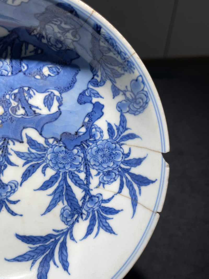 清康熙 青花花鸟纹盘 - 图15