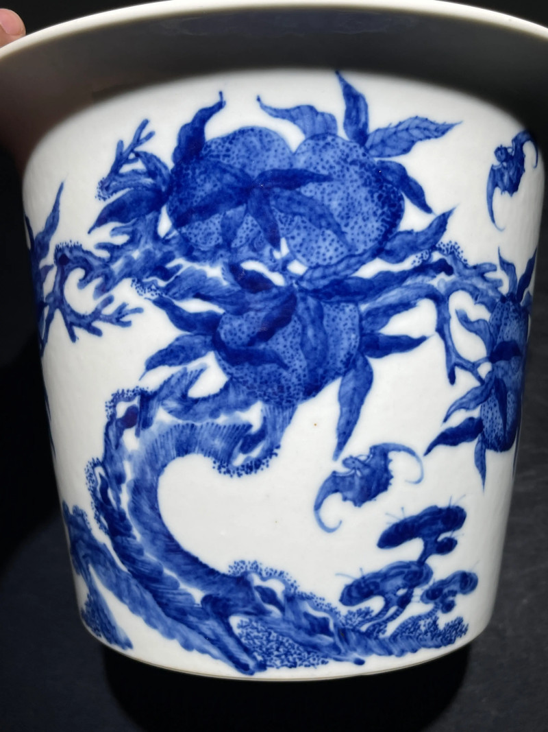 民国 青花九桃纹花盆 - 图4