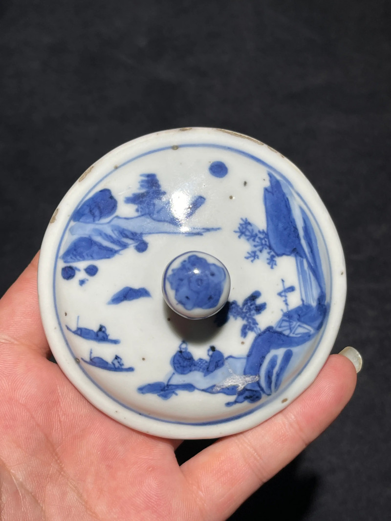 明崇祯 青花人物纹执壶 - 图14