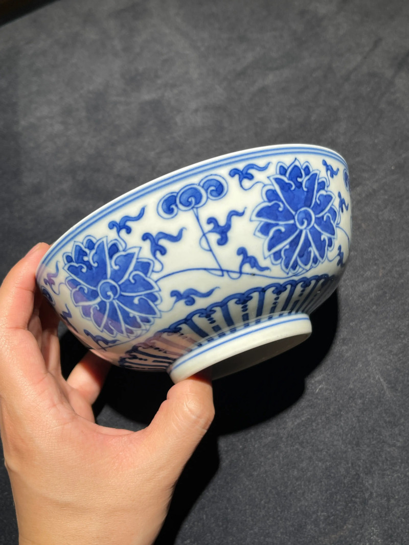 清光绪 青花缠枝莲纹碗 - 图3