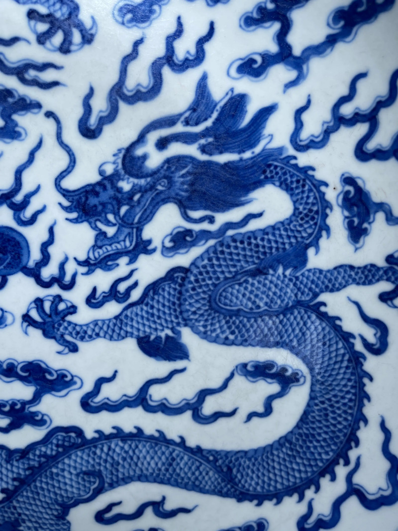 清光绪 青花龙纹大盘 - 图3