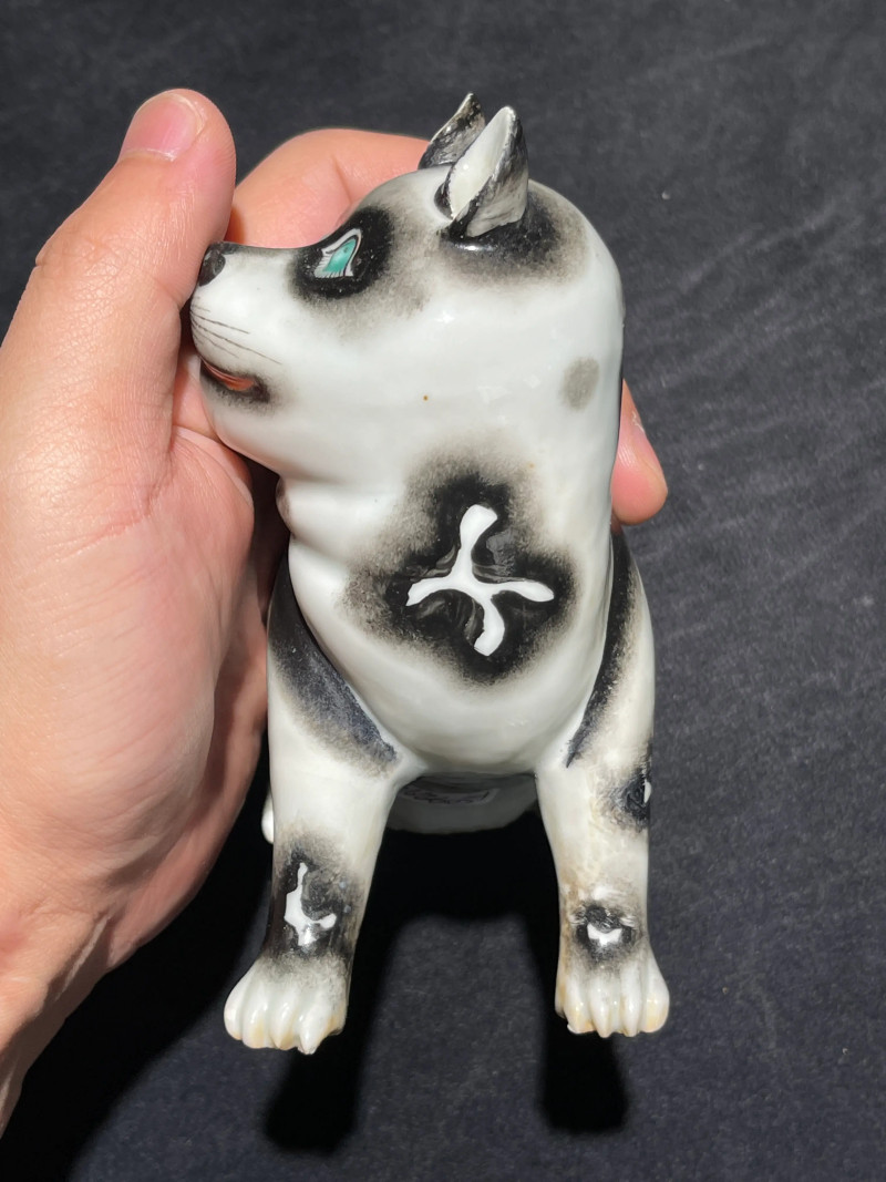 清乾隆 粉彩猫形瓷塑一对 - 图14