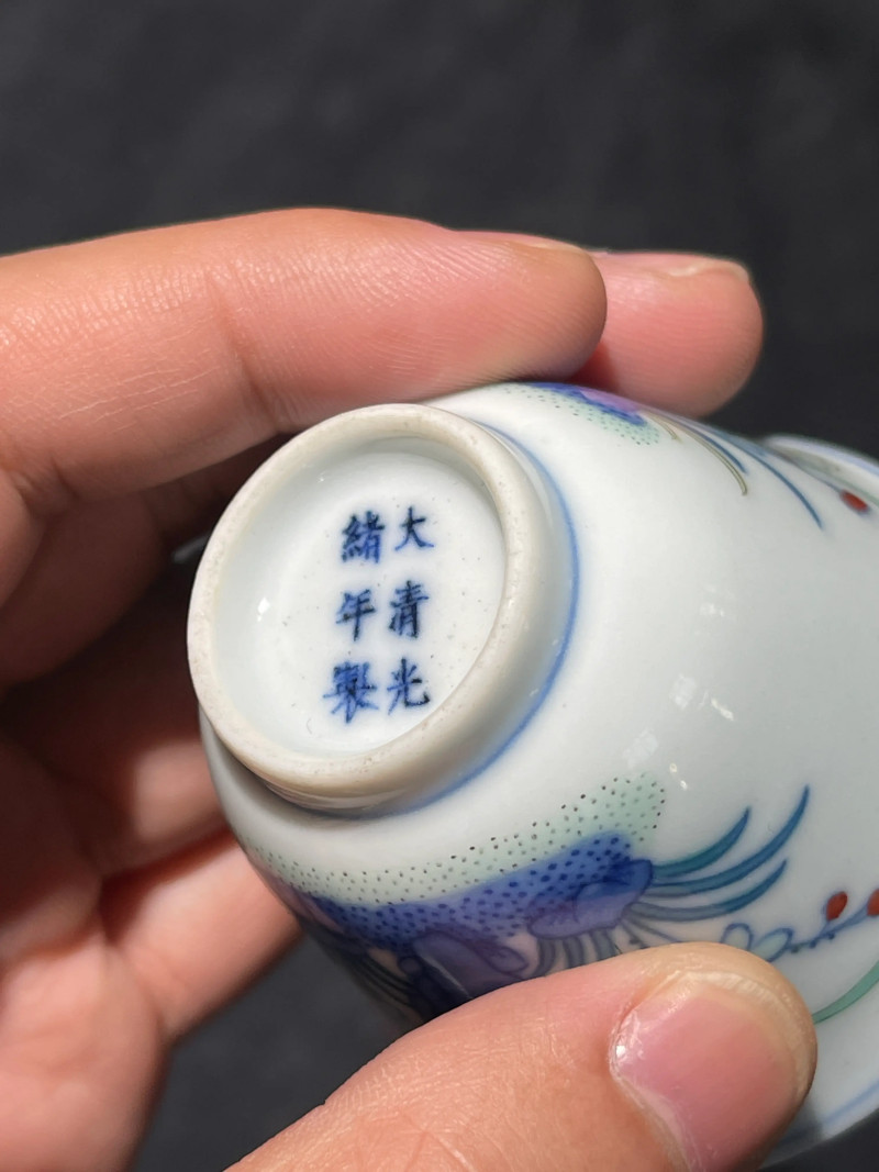 清晚期 斗彩兰花杯 - 图7