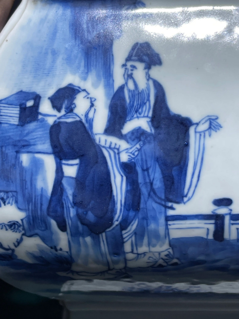 清中期 青花人物纹方瓶一对 - 图8
