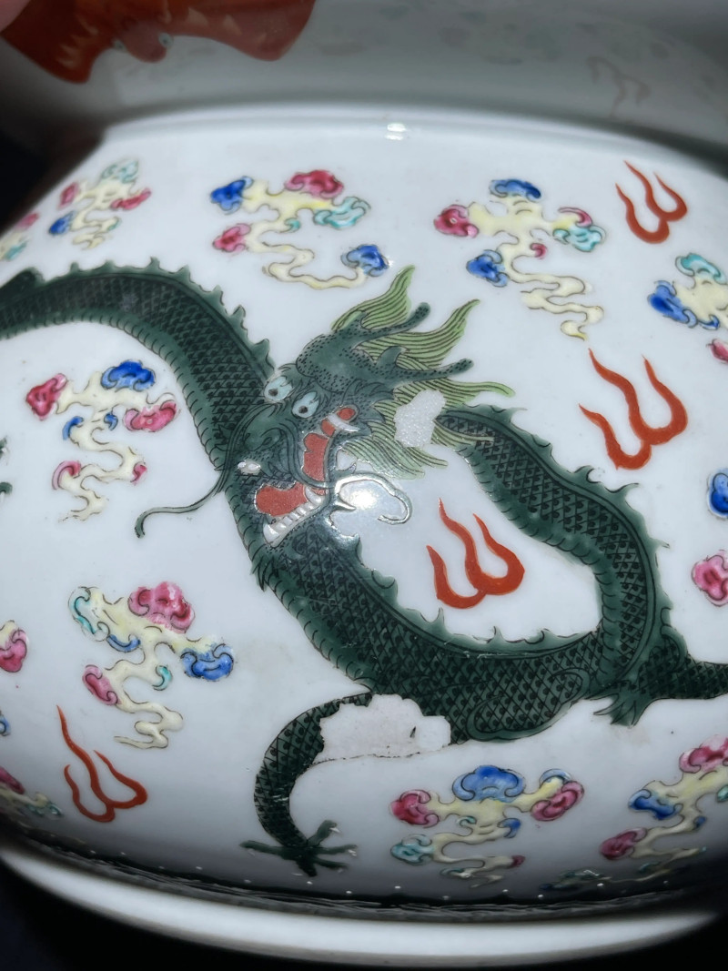 清光绪 粉彩八宝龙纹花囊 - 图8
