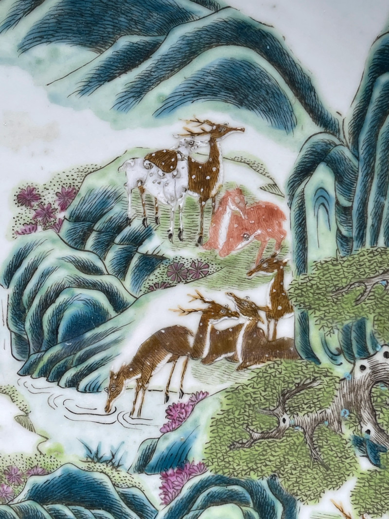 清光绪 粉彩百鹿纹大盘 - 图6