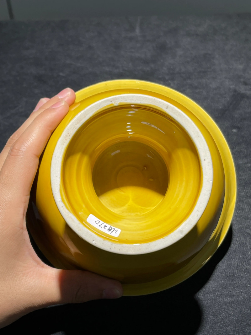 清中期 黄釉高足碗 - 图5