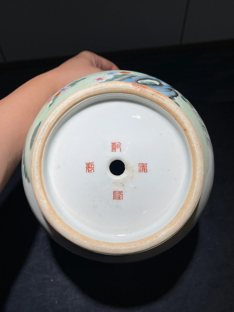 民国 粉彩双鹿纹花盆一对 - 图10