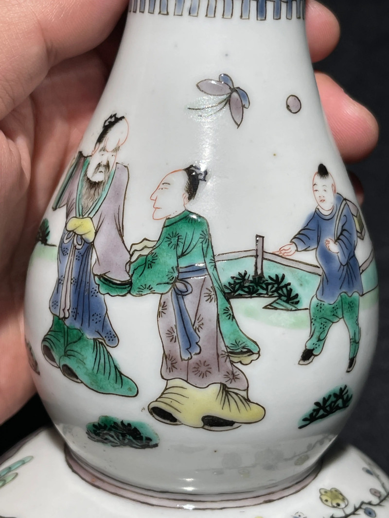 清晚期 五彩人物纹葫芦瓶一对 - 图8