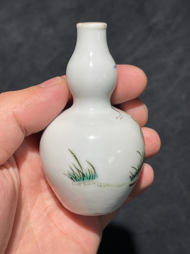 清咸丰 粉彩神仙人物纹小葫芦瓶一对 - 图11