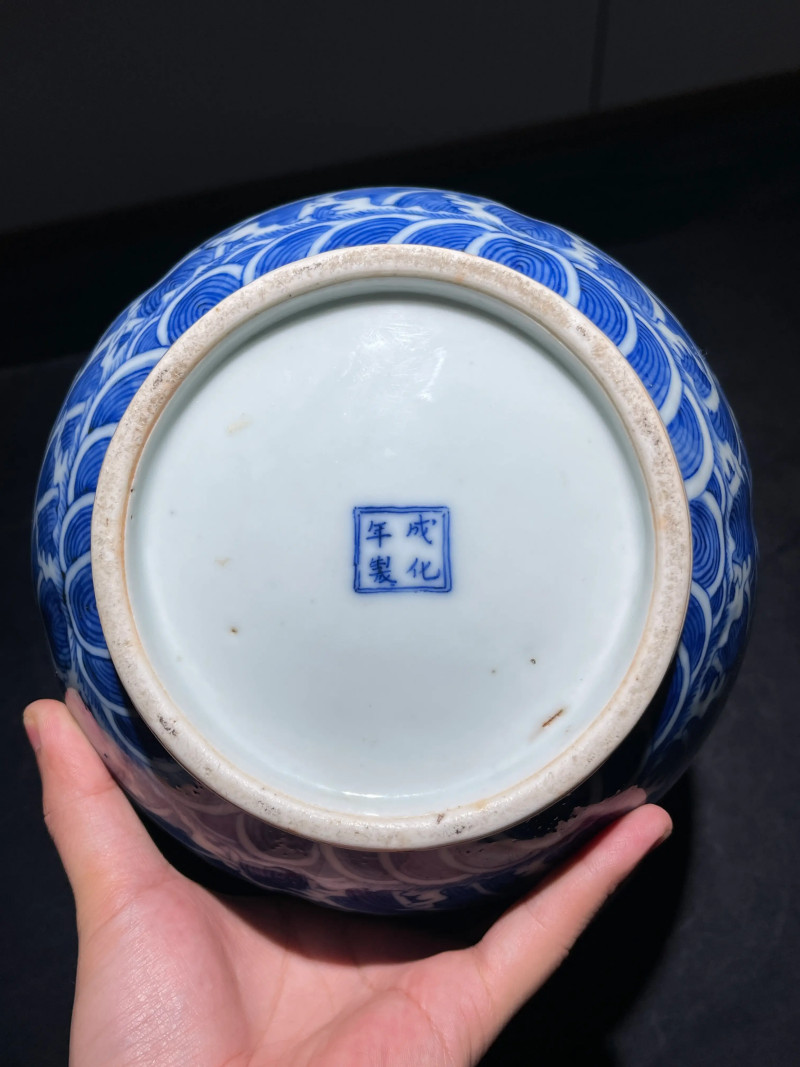 清晚期 青花海水龙纹石榴尊 - 图10