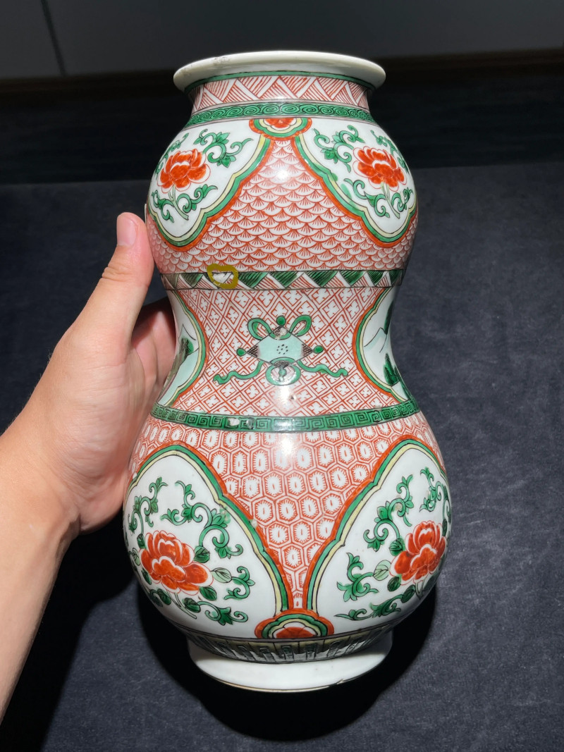 清晚期 五彩花卉纹葫芦瓶 - 图3