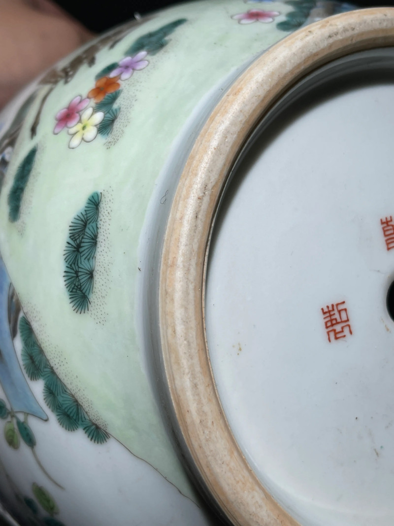 民国 粉彩双鹿纹花盆一对 - 图11