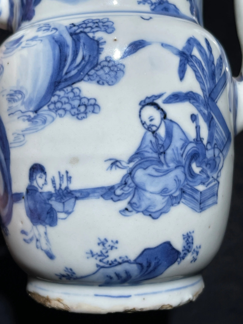明崇祯 青花人物纹执壶 - 图3