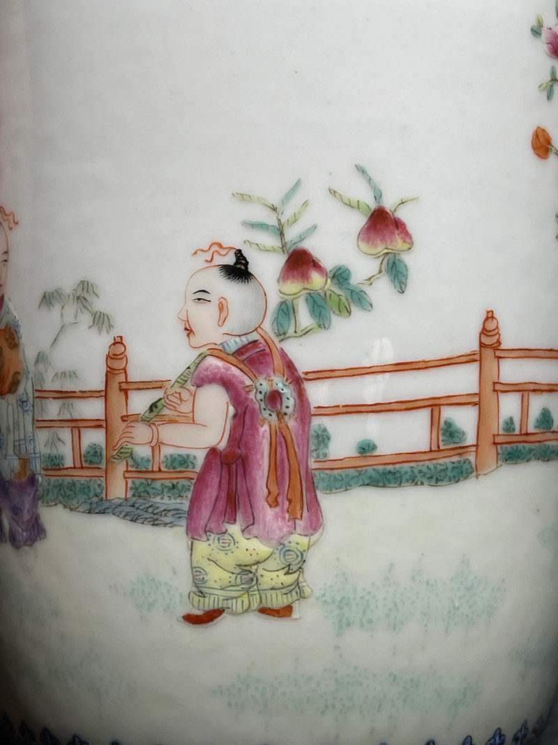 民国 粉彩婴戏纹盖瓶 - 图8