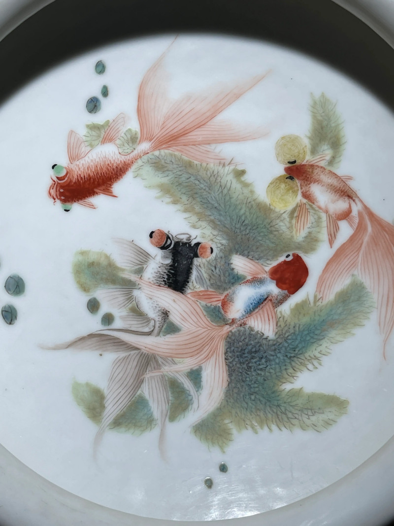 50年代 时幻影画鱼藻纹笔洗 - 图3