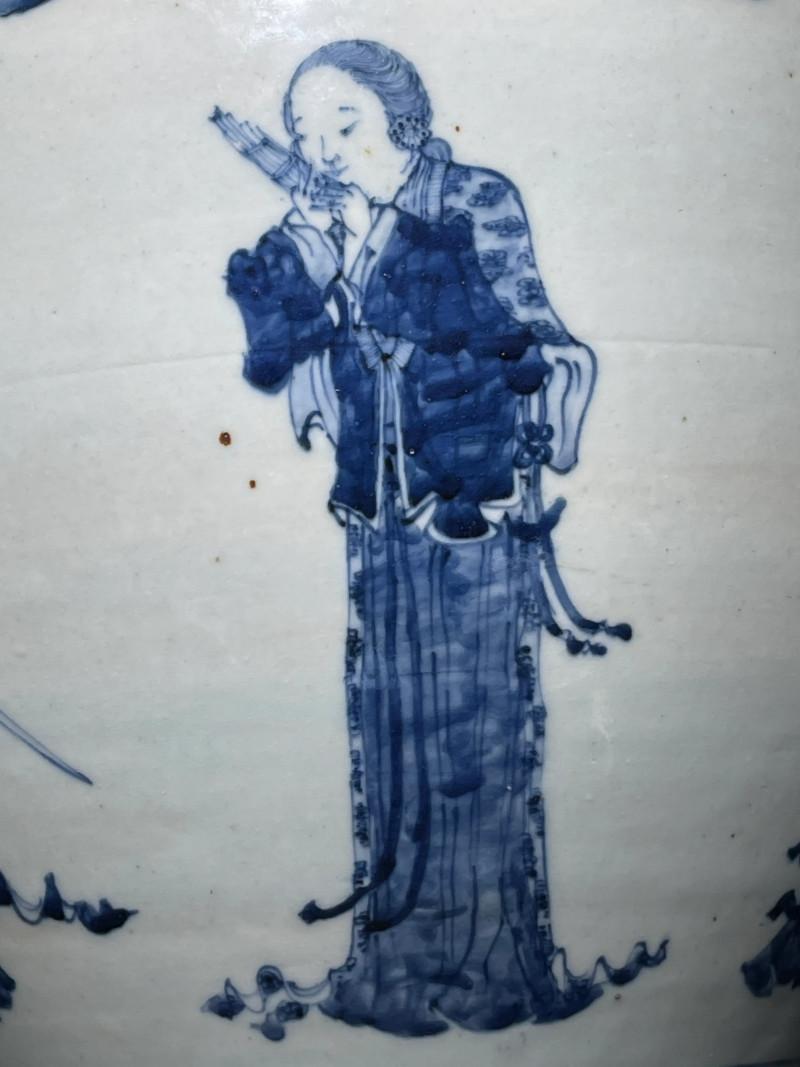清晚期 青花人物纹卷缸 - 图6