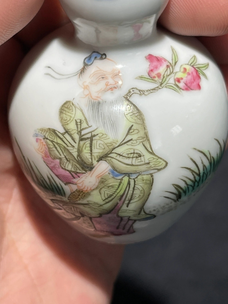 清咸丰 粉彩神仙人物纹小葫芦瓶一对 - 图12