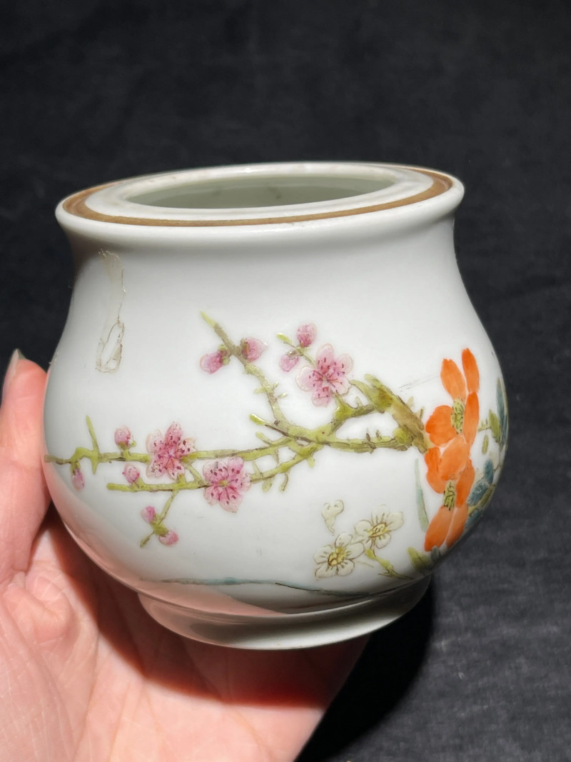 民国 粉彩花卉纹温酒器 - 图3