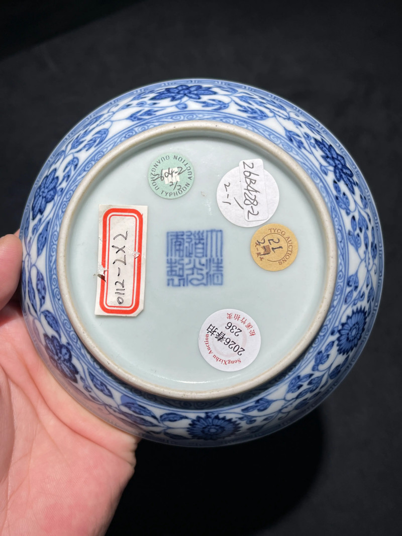 清道光 青花缠枝莲纹盘一对 - 图13