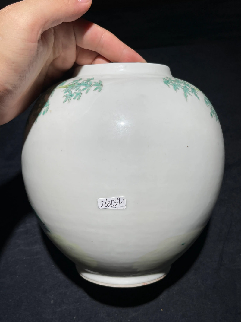民国 粉彩竹林七贤纹皮灯一对 - 图4