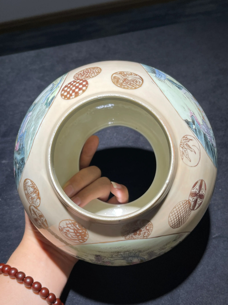 民国 粉彩人物纹皮灯一对 - 图20