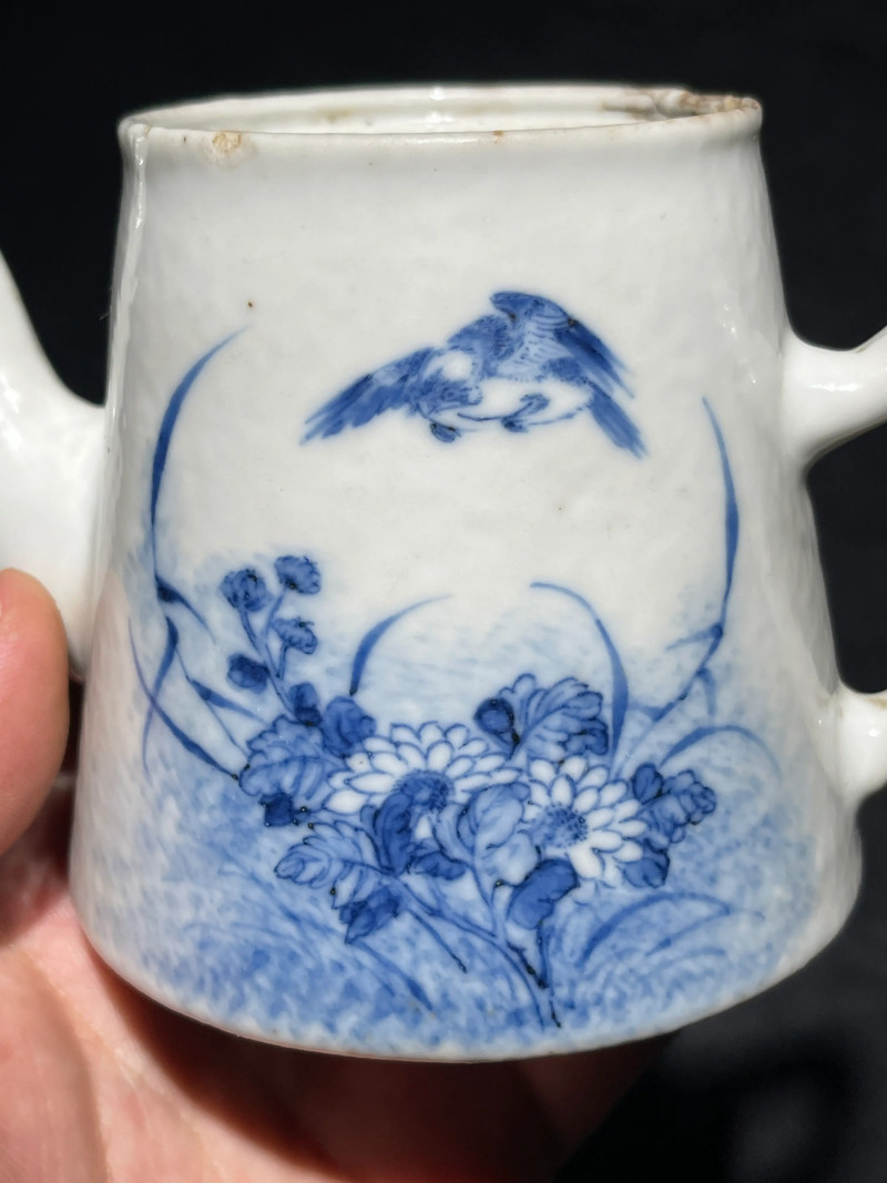 民国 王步风格青花花鸟纹执壶 - 图4