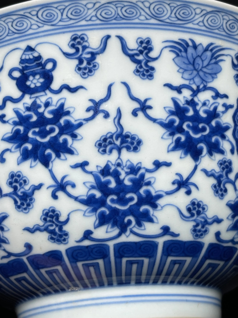 清嘉庆 青花万寿无疆纹大碗 - 图6
