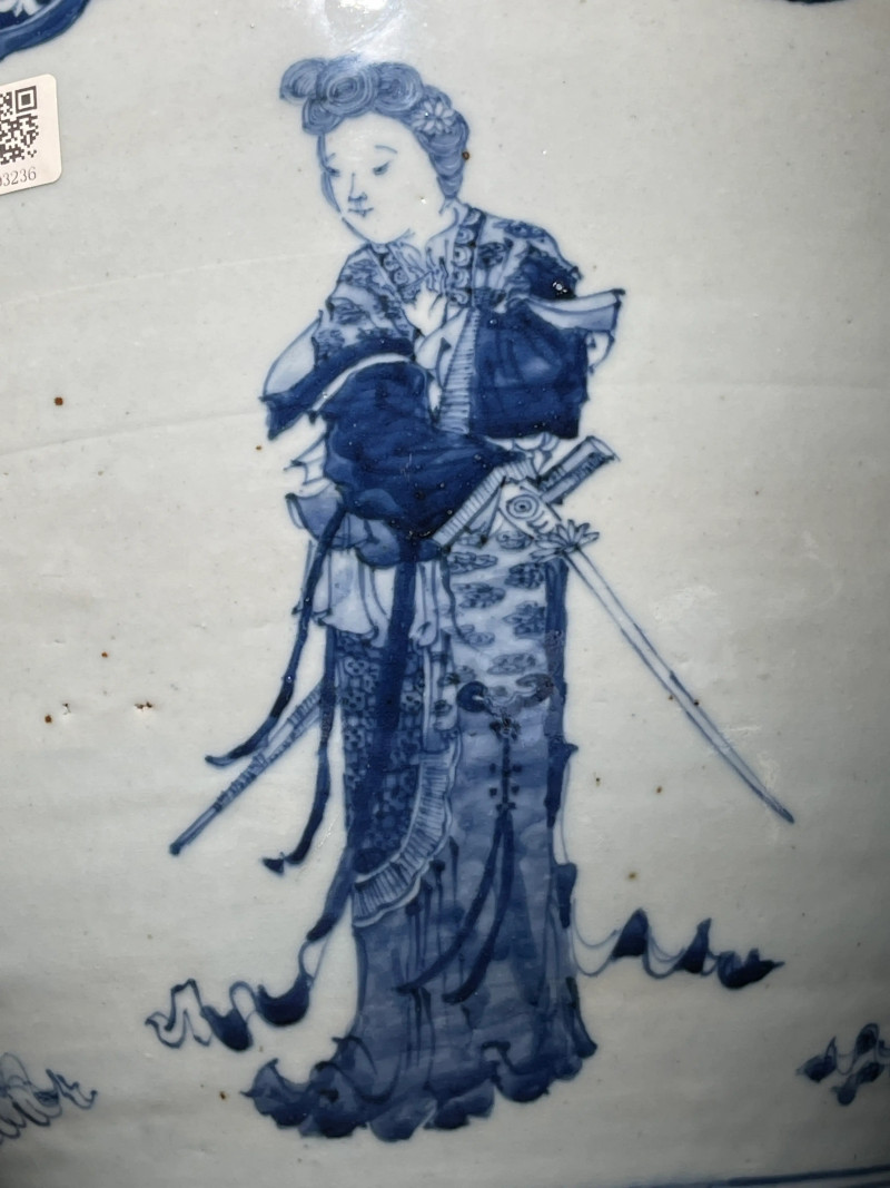 清晚期 青花人物纹卷缸 - 图7