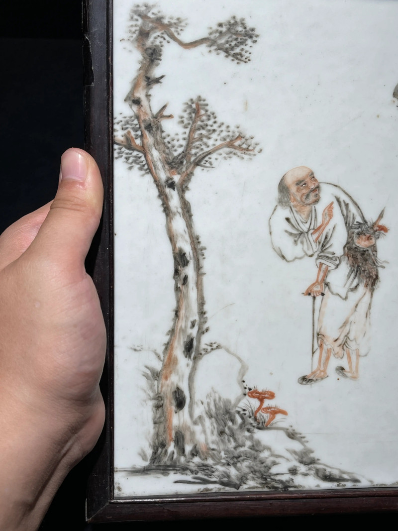 清晚期 李古董画铁拐李人物纹瓷板 - 图4