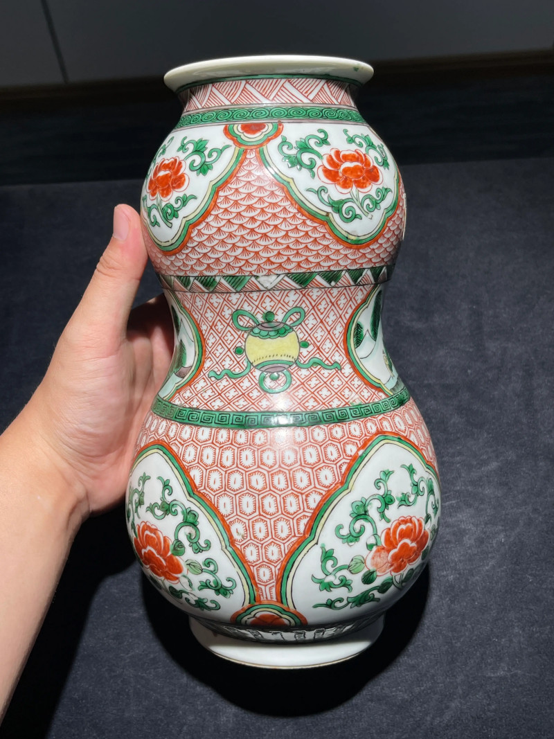 清晚期 五彩花卉纹葫芦瓶 - 图5