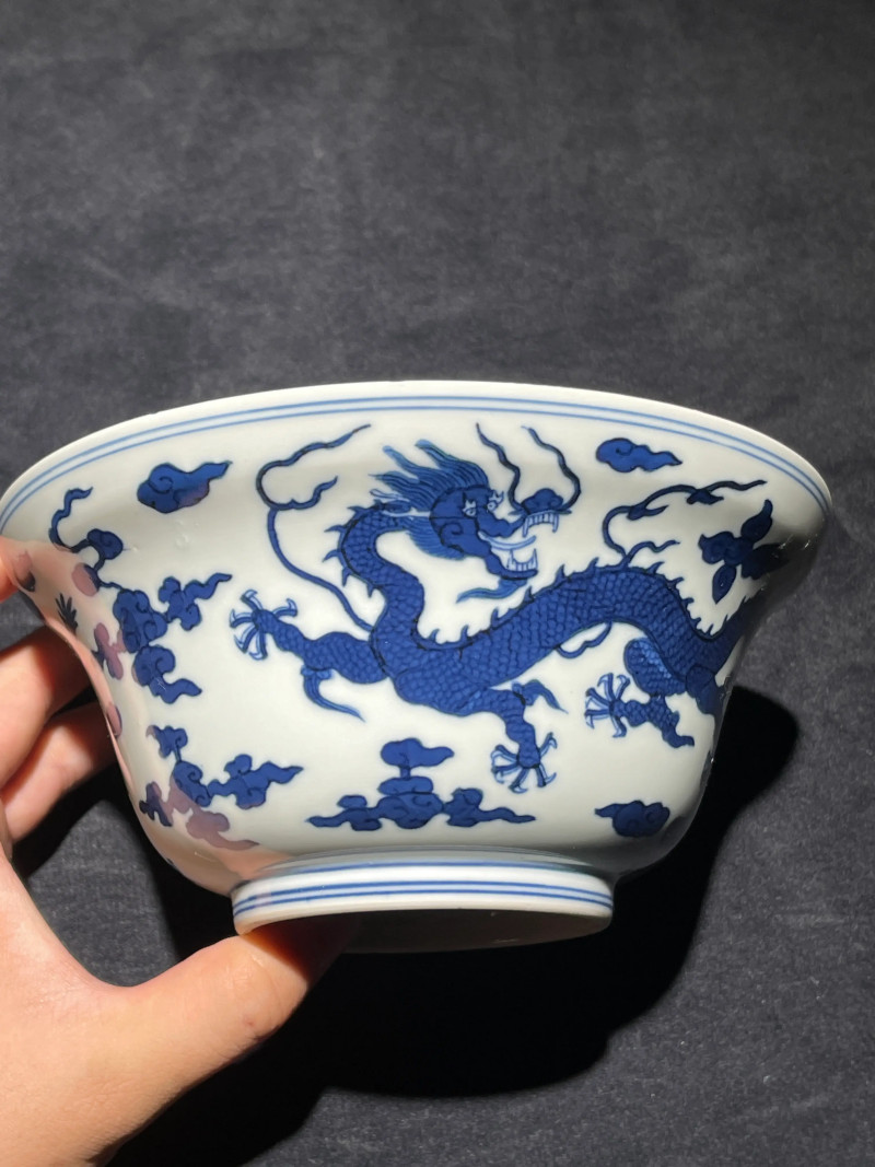 清道光 青花云龙纹碗 - 图3