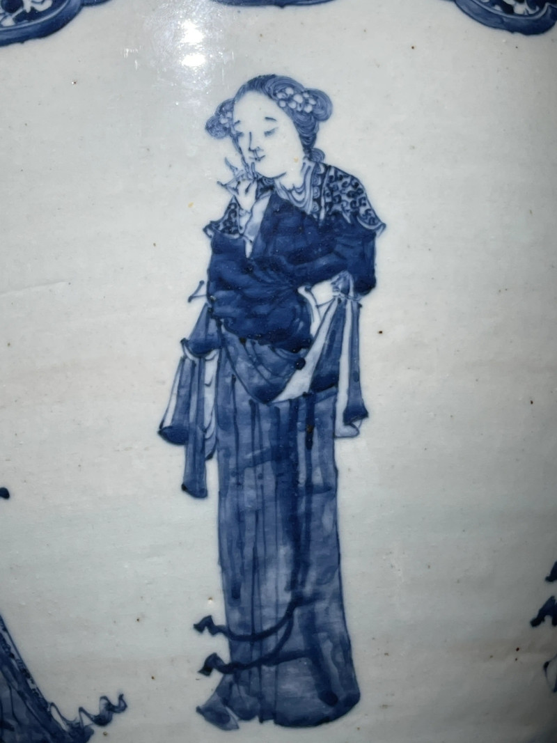 清晚期 青花人物纹卷缸 - 图8