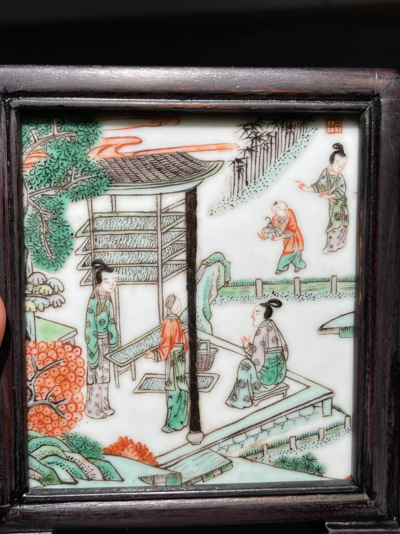 清晚期 五彩人物纹插屏 - 图3