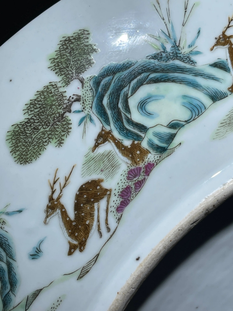 清光绪 粉彩百鹿纹大盘 - 图10