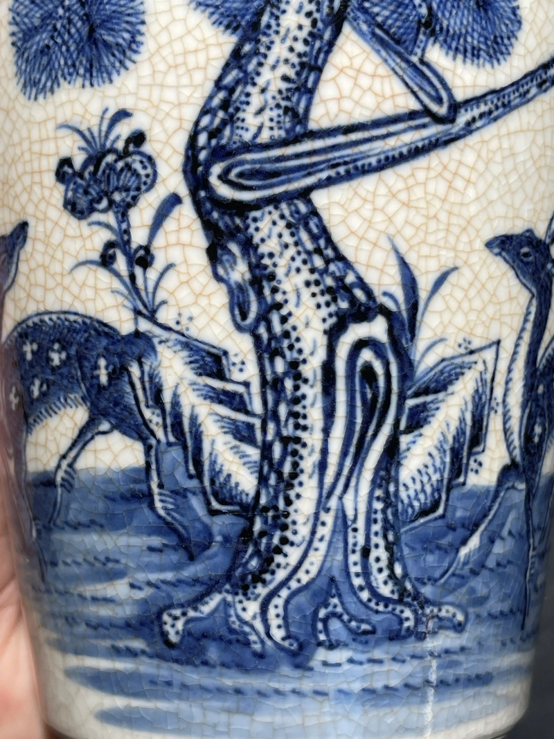 清乾隆 浆胎青花福禄寿纹莱菔瓶 - 图7