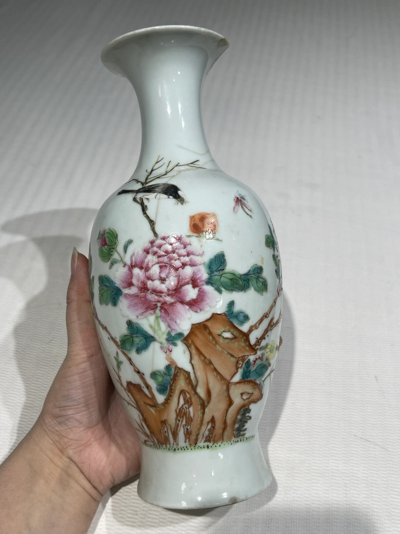 清代 粉彩花鸟纹瓶一组二十一件 - 图58