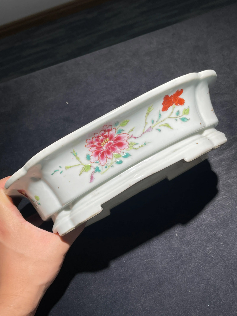 清雍正 粉彩花卉纹水仙盆 - 图4