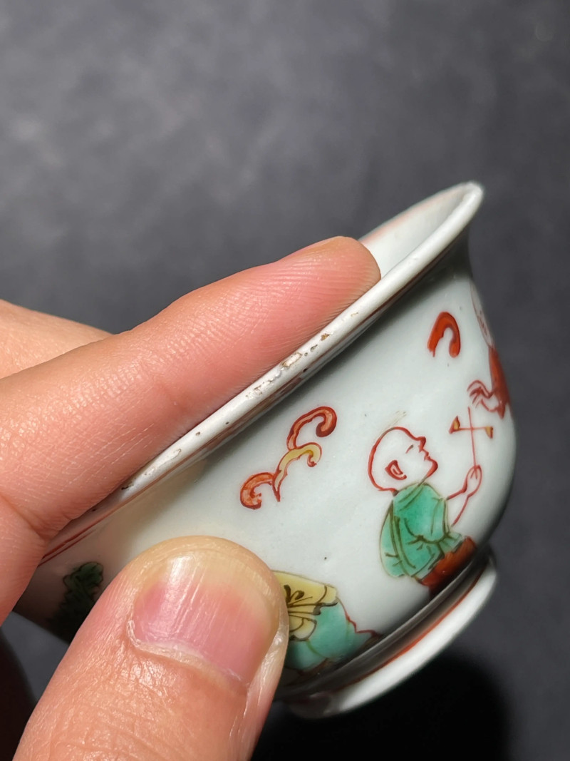 明晚期 五彩婴戏纹杯 - 图15