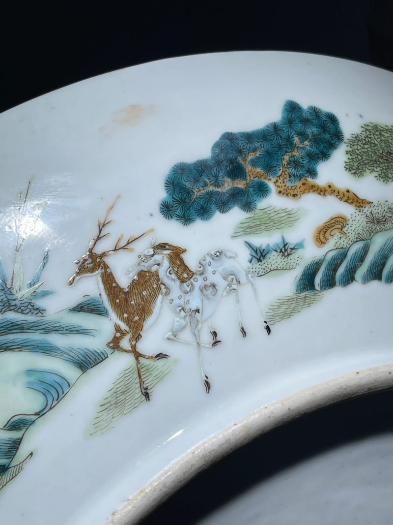 清光绪 粉彩百鹿纹大盘 - 图11