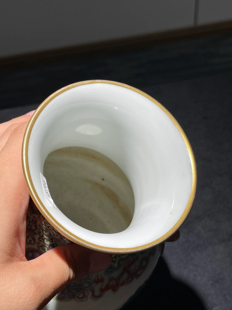 50年代 粉彩狮子绣球纹铺首尊 - 图8
