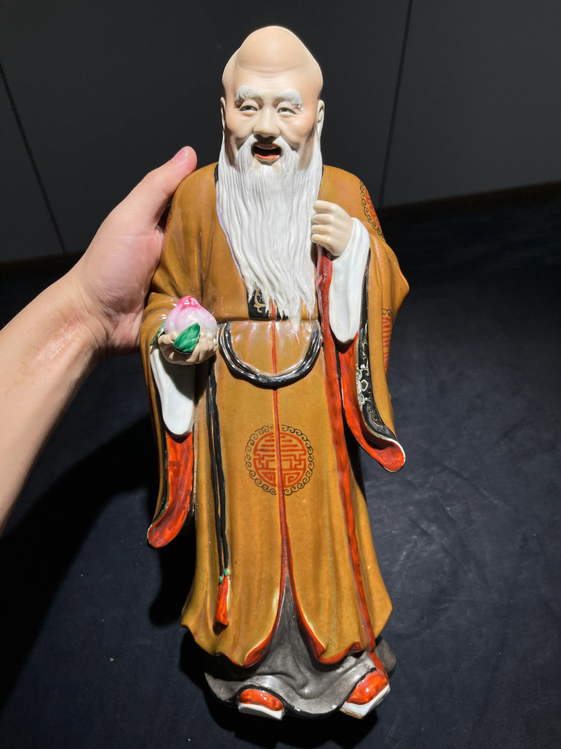 50年代 粉彩寿星瓷塑 - 图2