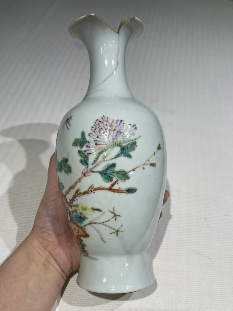 清代 粉彩花鸟纹瓶一组二十一件 - 图59