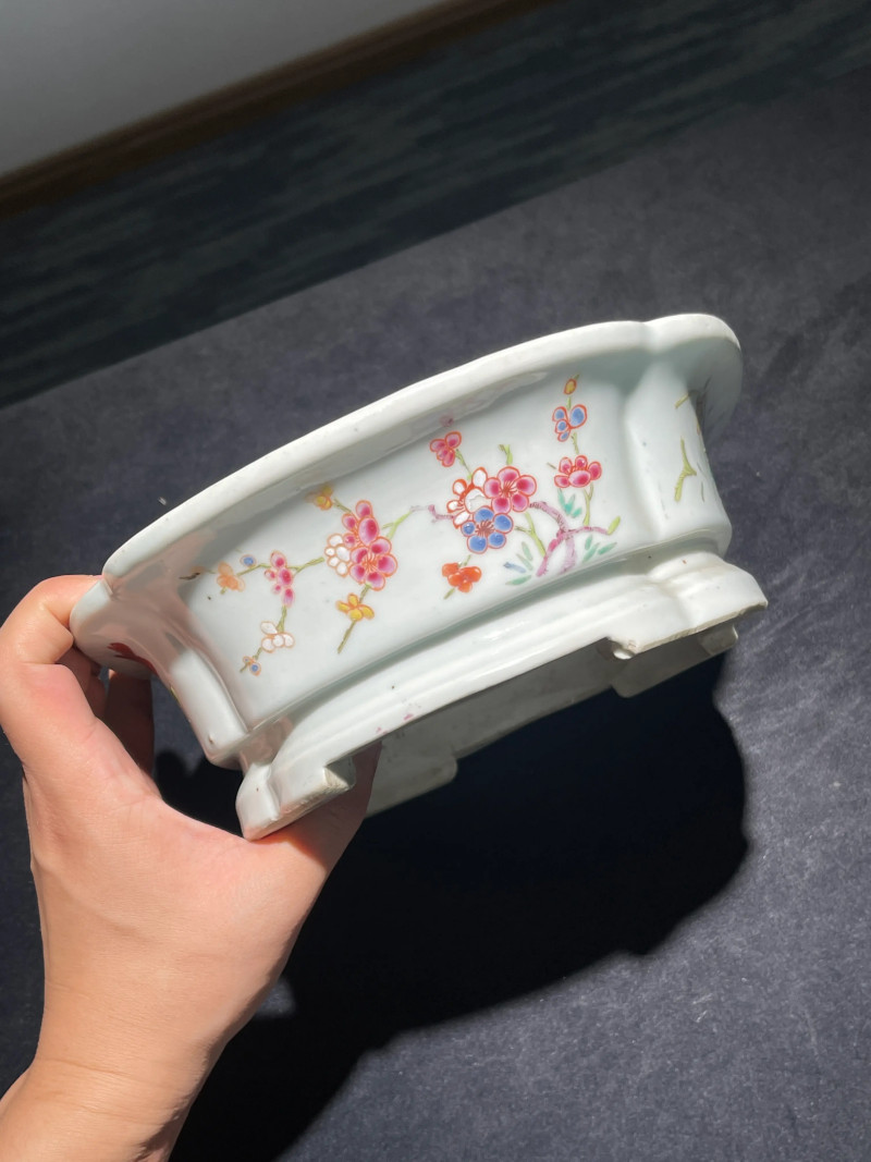 清雍正 粉彩花卉纹水仙盆 - 图5