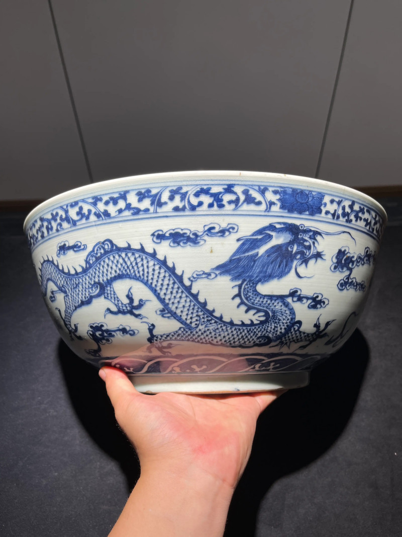 清晚期 青花龙纹大碗 - 图4
